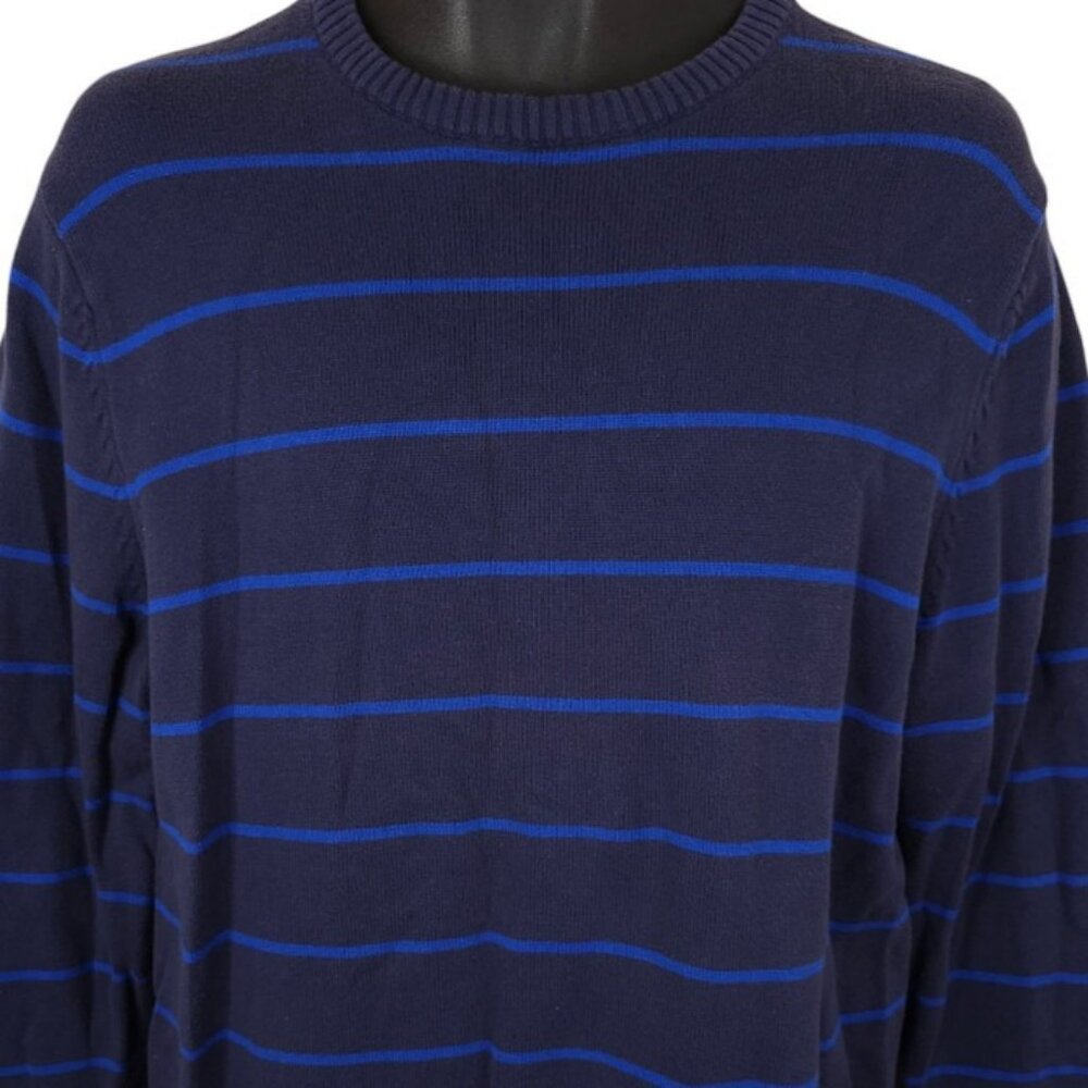 Cherokee Sweater Mens Size Medium Blue Striped Crewneck Jumper